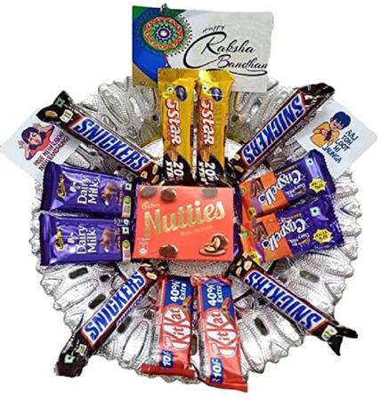 happybasketbysimran Raksha Bandhan gift hamper for brother, sister with chocolates and rakhi tag Combo