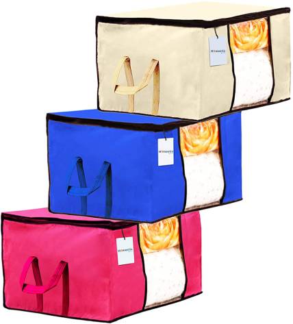 HOMESTIC Underbed Underbed Storage Bag, Storage Organiser, Blanket Cover Set of 3 (Multi) 100000000121063_HT