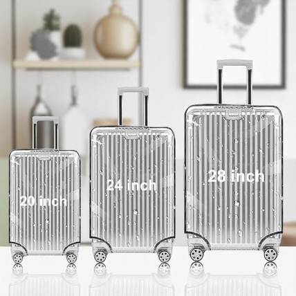 WOLFFIA 20x24x28 Inch Transparent Luggage Cover | Waterproof Dustproof Protective Travel Suitcase Cover with Elastic Fit Scratch Resistant PVC Cover for Trolley Bags Cover
