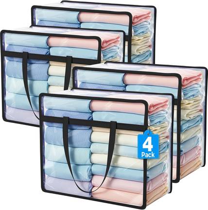 Kottify Storage bag Zippered Storage Bags for Clothes,40L Closet Organizers and Storage Containers Bedding, Linen, Blankets, Comforters, Clothing & Toys Vinyl Moving Bag