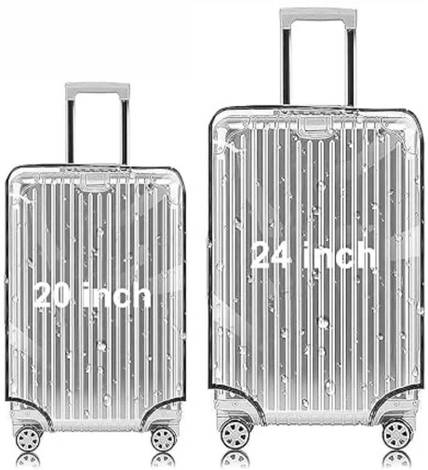 crafty craft Set of 2 Trolley Bag Cover/Suitcase Bag Cover/ Waterproof Dustproof Luggage Cover/Zippered Clear PVC Suitcase Covers Protectors (20x24 Inch)