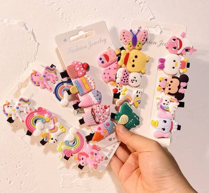 BORING Rainbow Unicorn Ice Cream Hair Clips Set Baby Hairpin For Kids Girls Toddler Barrettes Hair Accessories Hair Clip