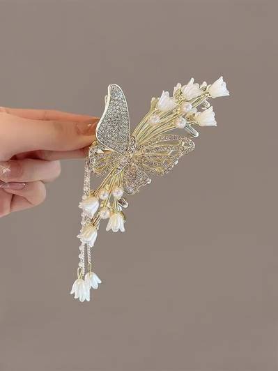 LS ENTERPRISES Stone korean butterfly big size hair claw clips for women & girls (pack of 1) Hair Claw