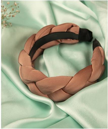 Jewelz Trendy and Contemporary Plait Top Knot Velvet and Beads Headbands for Women Hair Band