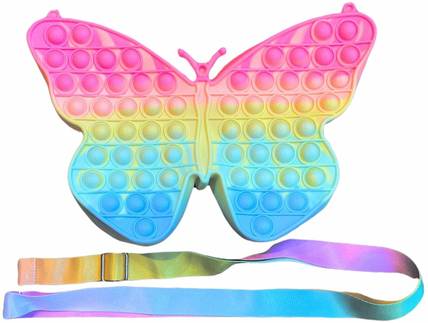 GiftysStyleHub BUTTERFLY POPIT Sling CROSSBODY Bag for Girls Coin Purse Birthday Return Gift Back Pin