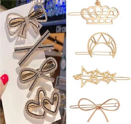 Girlish Fancy Latest Korean Black Metal Hair Clip for Girls Women Accessories 8Pcs Combo Hair Clip