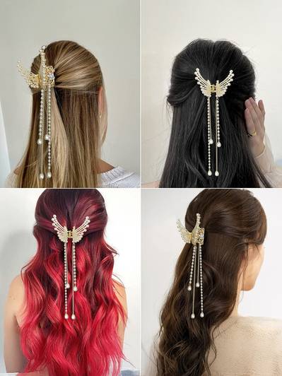 jktraders jk Pearl Butterfly Hair Clip Hair Claw