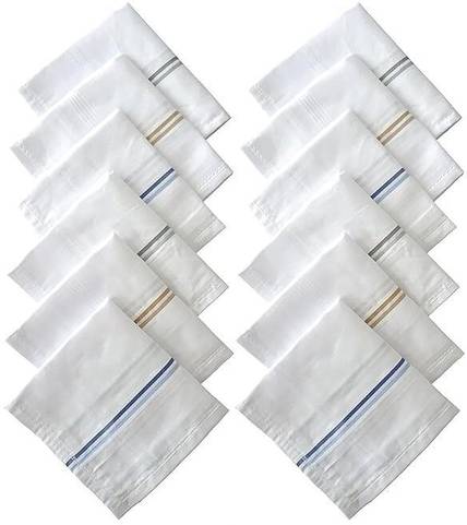 VISHAL Men Cotton White Strip Handkerchief ["White"] Handkerchief