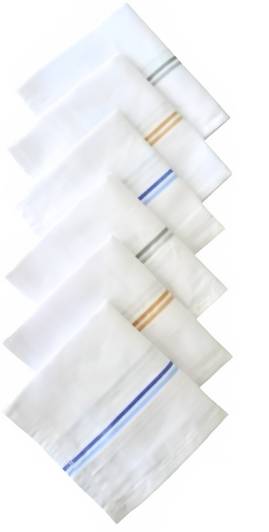 Trinch White Hankey With Colourful Stripes ["White with colourful stripes"] Handkerchief
