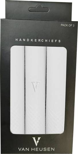 VAN HEUSEN Mens Cotton Hanky ["White"] Handkerchief