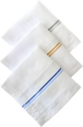 Trinch white hankey with coloured stripes ["White with colourful stripes"] Handkerchief