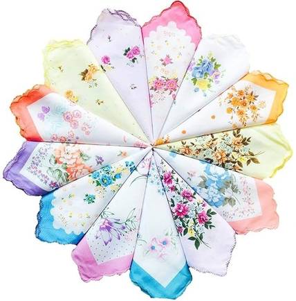 hurrio Women's Cotton White 3D Floral Printed ["Multicolor"] ["Multicolor"] Handkerchief