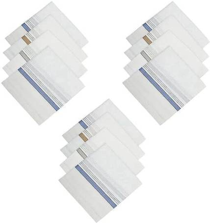 WINNIE HANKIES MENS HANDKERCHIEF WHITE BORDER -PACK OF 12 ["White"] Handkerchief