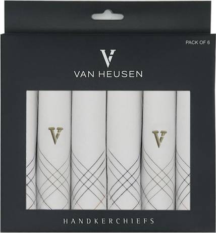 VAN HEUSEN Mens Cotton Hanky ["White"] Handkerchief