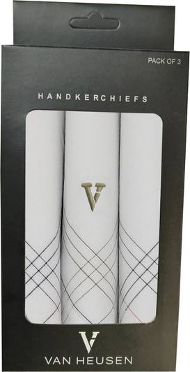 VAN HEUSEN Mens Cotton Hanky ["White"] Handkerchief