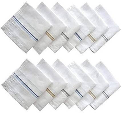 YJ FASHION Premium Striped Handkerchief for Men ["White"] Handkerchief