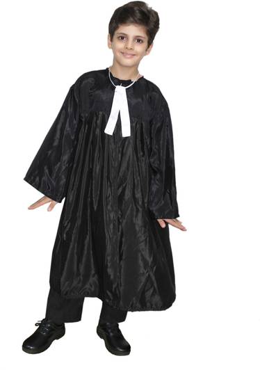 KAKU FANCY DRESSES Our Helper Lawyer Costume With Black Coat, 5-6 Years Kids Costume Wear