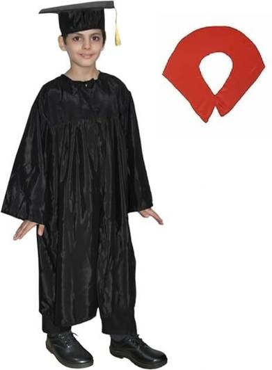 KAKU FANCY DRESSES Graduation Gown/Degree Gown Costume with Cap & Stole for Convocation 15-16 Yrs Kids Costume Wear
