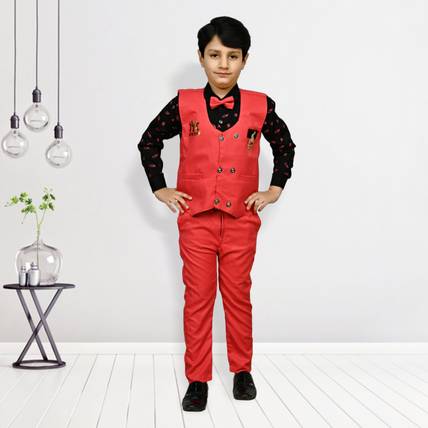 Lxri Boys Party(Festive) Shirt Pant, Waistcoat