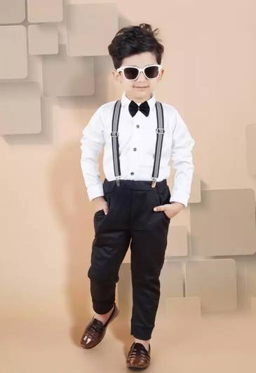 ULTRINA Baby Boys Party(Festive) Shirt Pant, Bow Tie, Suspenders