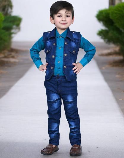 Bold Born Boys Party(Festive) Shirt Jacket, Jeans
