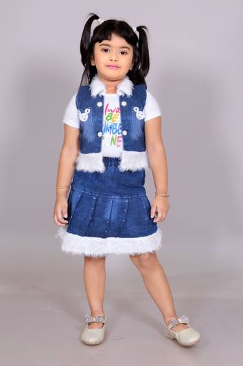 I Naina Dresses Girls Party(Festive) Jacket Top, Skirt