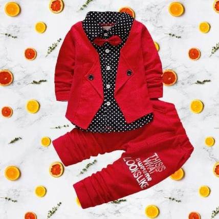 k d fab Boys Party(Festive) Shirt Pant, Jacket, Bow Tie