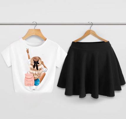 KUNZIE Girls Casual T-shirt Skirt