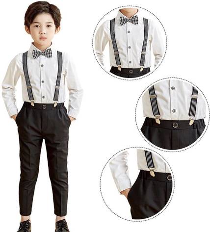 KRIYU CREATION Dungaree For Boys Party Checkered Cotton Blend