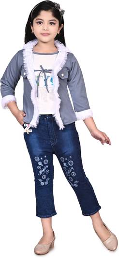 Litikit Fashion Girls Party(Festive) Top Jeans