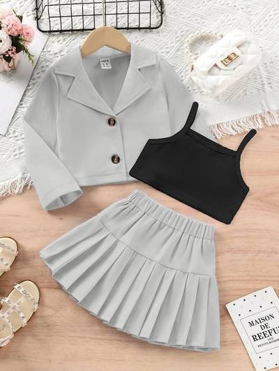 LAXNEEP Girls Party(Festive) Jacket Skirt
