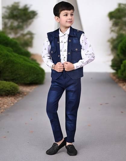 Bold Born Boys Party(Festive) Shirt Jacket, Jeans