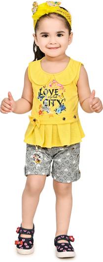 AWA KIDS FASHION Baby Girls Party(Festive) Top Pant