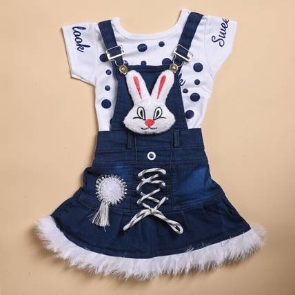 MYTEX FASHION Dungaree For Baby Girls Printed Denim
