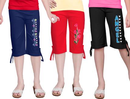 KP BROS Capri For Girls Casual Printed Pure Cotton