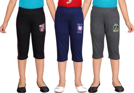 SOUTHTREE Capri For Girls Casual Solid Cotton Blend