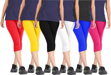 K M R Capri For Girls Casual Solid Cotton Blend