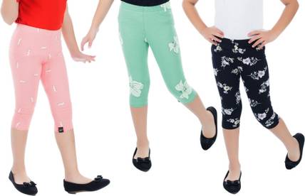 NIK & KNIT Capri For Girls Casual Printed Cotton Blend
