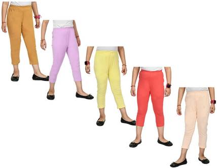 IndiWeaves Capri For Girls Casual Solid Pure Cotton