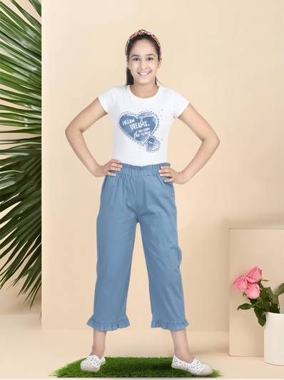 CUTIEKINS Capri For Girls Casual Solid Cotton Lycra Blend