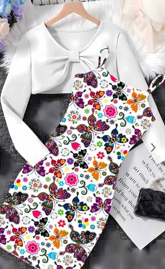 INAXIFASHION Girls Midi/Knee Length Party Dress