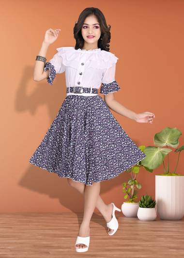 S K Fashion Girls Midi/Knee Length Festive/Wedding Dress