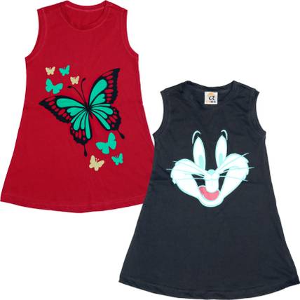 CHIRUK Girls Midi/Knee Length Casual Dress