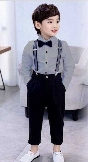 MMDK Baby Boys Party(Festive) Shirt Pant, Bow Tie, Suspenders