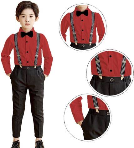 KRIYU CREATION Dungaree For Boys Party Checkered Cotton Blend