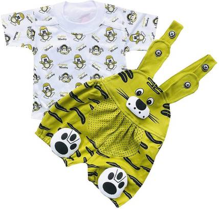 DRYSUN Dungaree For Baby Boys & Baby Girls Casual Printed Cotton Blend