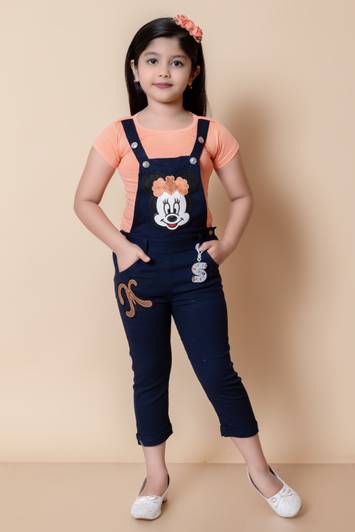 R8 CHOICE Dungaree For Girls Casual Applique Denim