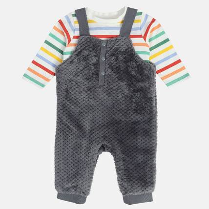 MINI KLUB Dungaree For Baby Boys Self Design Pure Cotton