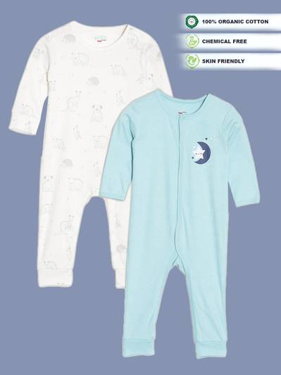 Broon Romper For Baby Boys & Baby Girls Casual Printed Cotton Blend