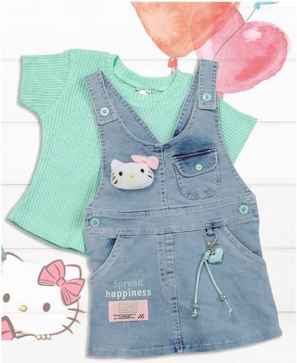 KETI MINI Dungaree For Baby Girls Casual Printed Cotton Blend
